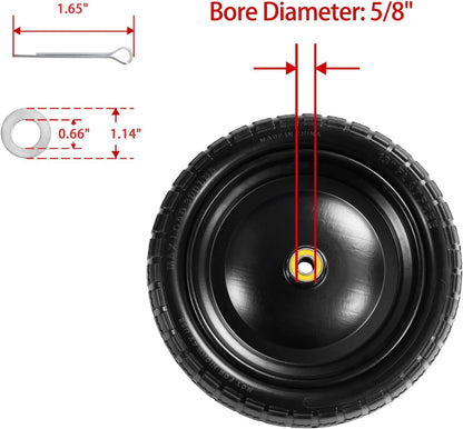 13" Tire Compatible with Gorilla Cart, 4.00-6 Flat Free Solid Tire and Wheel (Solid Polyurethane)