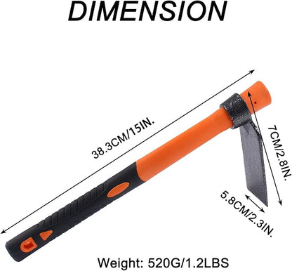 Single Head Hoe with Heavy Duty Forged Adze and Ergonomic Non-Slip Handle for Loosening Soil