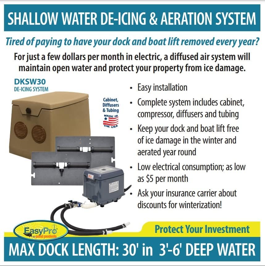 EasyPro DKSW30 Diffused Air De-Icing System for Shallow Water - up to 30' Dock