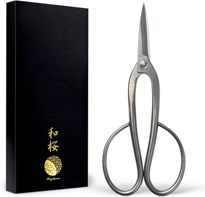 Wazakura Yasugi Stainless Steel Made in Japan Ashinaga Bonsai Scissors 8" (200 mm), Pruning Shears