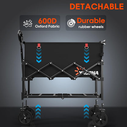 360LBS Heavy-Duty Wagons Carts Foldable 120L Collapsible Wagon Cart with Wheels and Tailgate