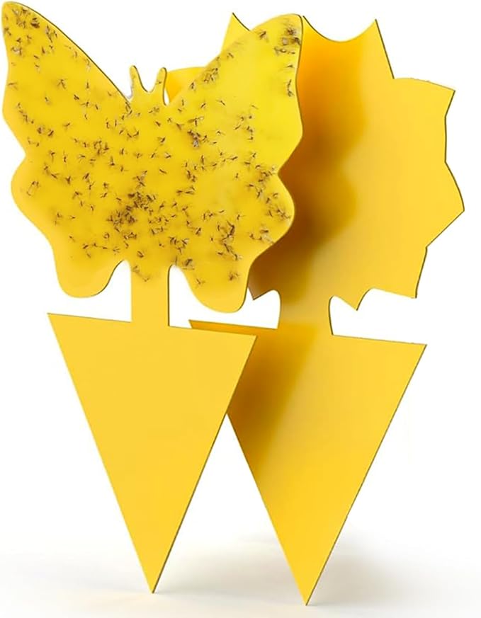 Sticky Insect Traps 40 Pcs - Gnats Fruit Fly Traps for Indoors House - Yellow Double-Sided Sticky