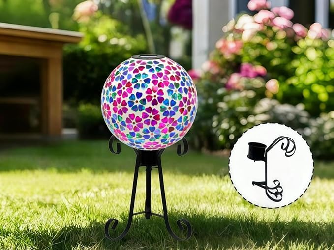 VOREEN 10-Inch Metal Gazing Ball Stand for 8-12 Inch Garden Globe, Outdoor Decor Garden Yard