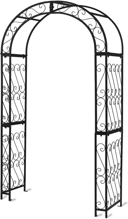 SCENDOR 48.8" W x 83.8" H Garden Arch, Black Sturdy Metal Iron Arbor, Courtyard Cast Trellis for