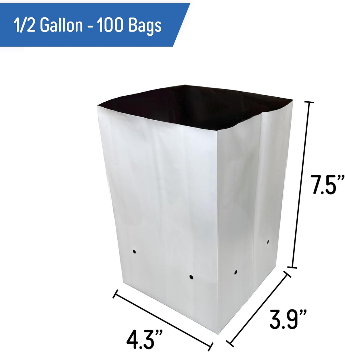 A.A 1/2 Gallon Grow Bags Black and White Poly Nursery Bags for Plants, Tree Grow, Greenhouse (100