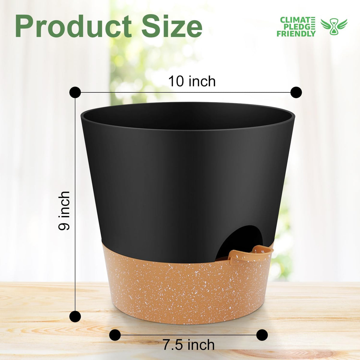 10-Inch Plant Pots, Self-Watering Planters with Drainage Holes & Saucers for Indoor and Outdoor