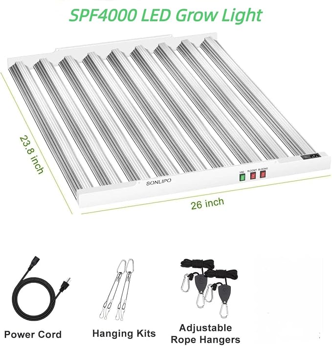 2024 New SPF4000 400W LED Grow Light 5x5ft Coverage with New Diodes & IR Lights Full Spectrum Veg