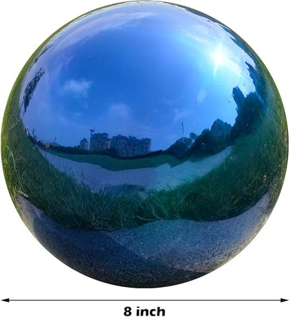 Nerien 8 Inch Gazing Ball, Stainless Steel Garden Mirror Globe, Polished Ornament Sphere, Hollow