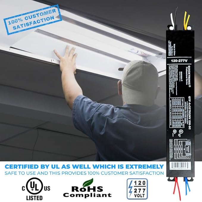 OHLECTRIC Replacement for Sylvania Ballast QTP4X32T8/UNV ISN-SC, Philips ICN-4P32-N, Keystone