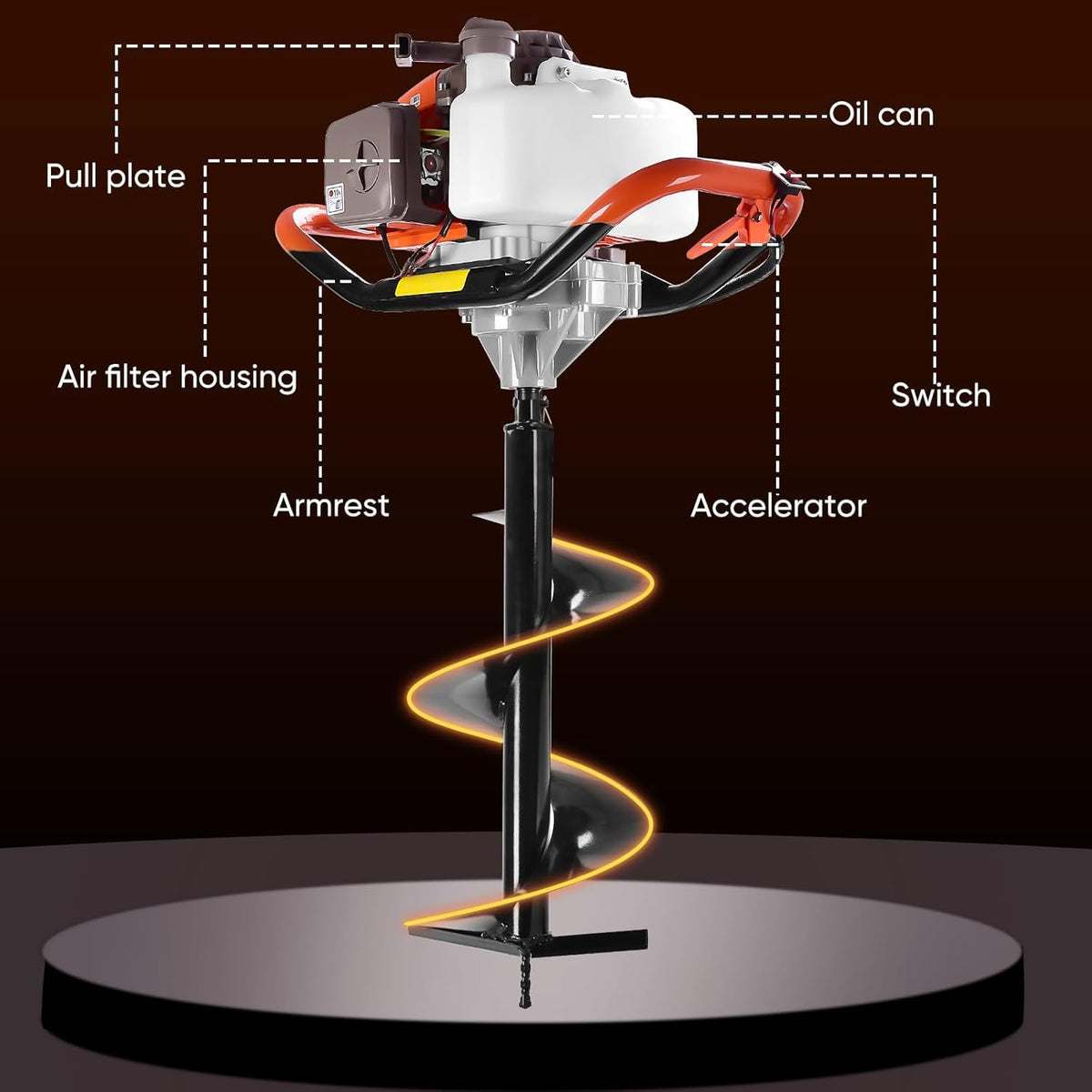 72CC Post Hole Digger, 2 Stroke Auger Post Hole Digger Gas Powered with 2 Augers Drill Bits 6" 8"+1