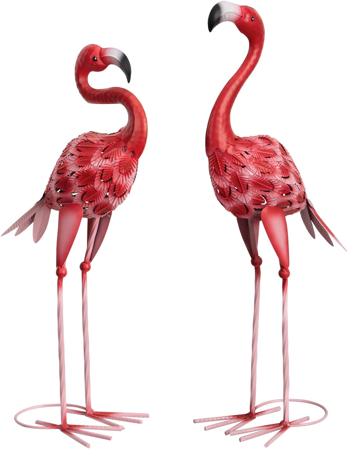 XONOR Metal Flamingo Garden Statues Red Flamingo Yard Art Outdoor Sculptures for Home Patio Lawn
