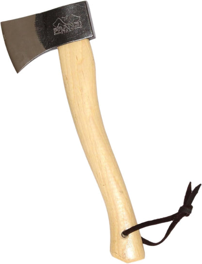 Prandi Axes Yankee C45 Forged Carbon Steel Hatchet - Hickory Handle with Leather String - Ideal for