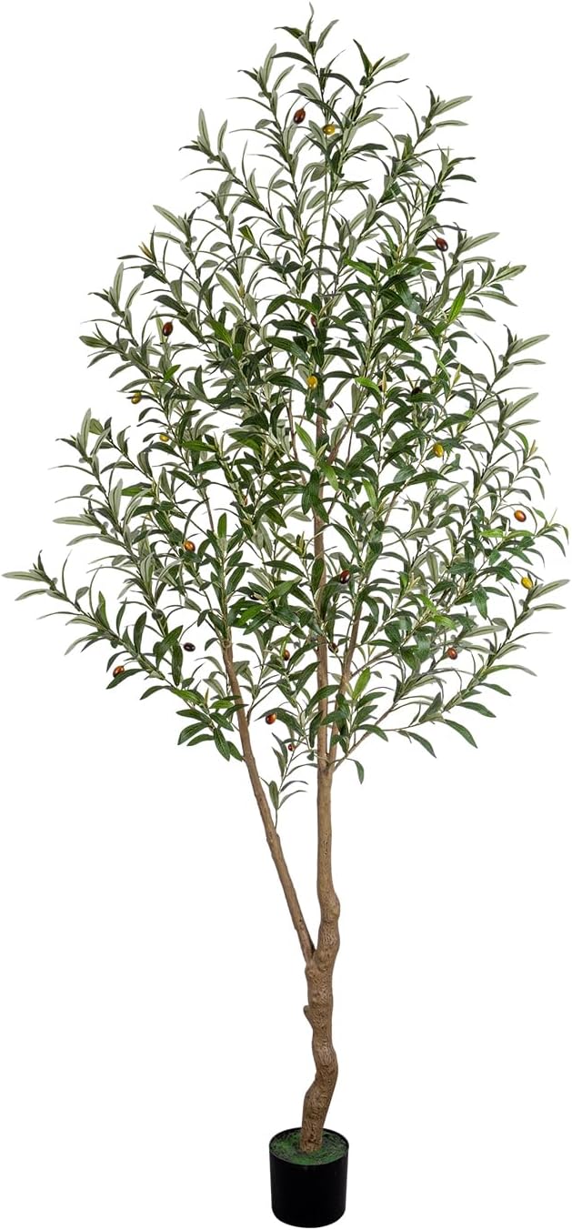 7FT Olive Tree Artificial Indoor, 84in Tall Faux Olive Tree with Pot, Fake Potted Tree with Fruits