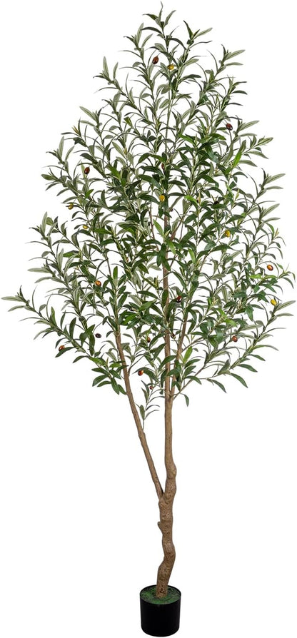 7FT Olive Tree Artificial Indoor, 84in Tall Faux Olive Tree with Pot, Fake Potted Tree with Fruits