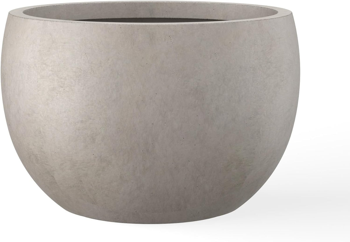 Kante 19.9" Dia Round Concrete Planter, Outdoor/Indoor Large Bowl Plant Pots with Drainage Hole and