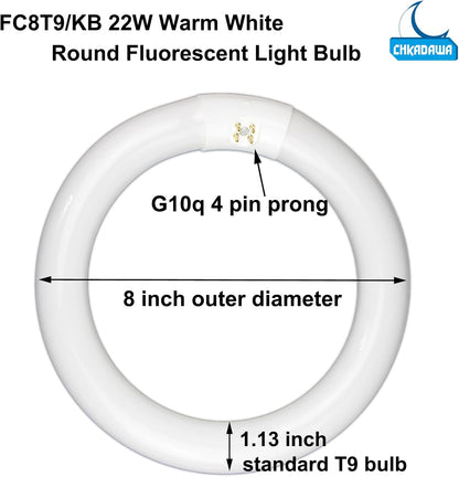 FC8T9/KB 22W and FC12T9/KB 32W Warm White Set, Round Fluorescent 8 inch T9 22 Watts & Circular