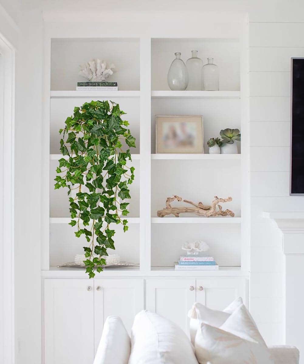 Hollyone Artificial Hanging Plants Potted 31.4" Fake Ivy Vine Faux Ivy Leaves Hanging Greenery