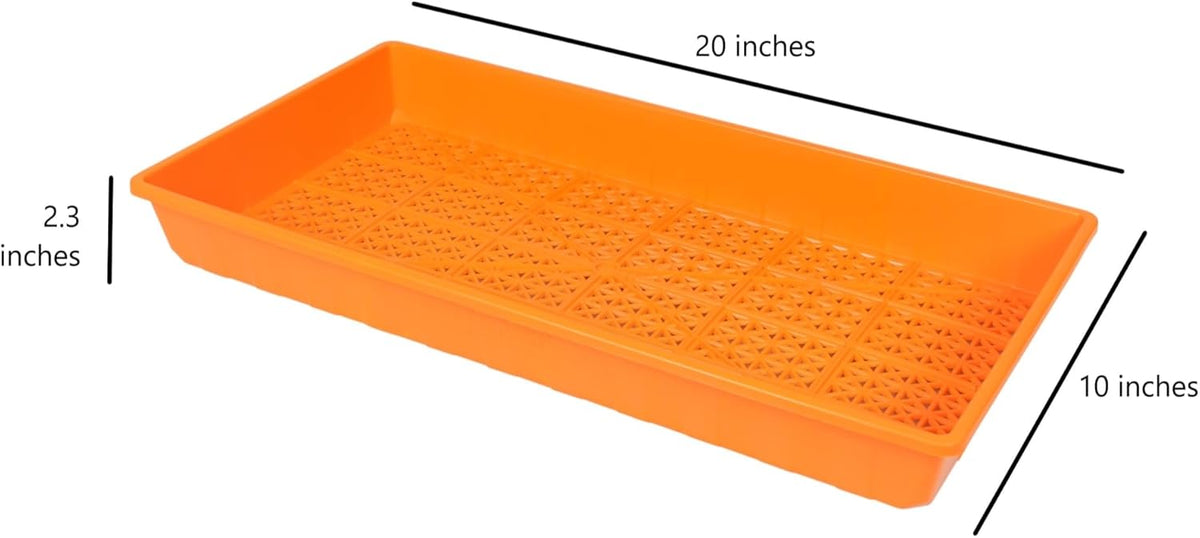 SUNPACK 10" x 20" Heavy Duty Mesh Plastic Seed Starting Tray, Orange, 2.3" (Pack of 10) - Ensures