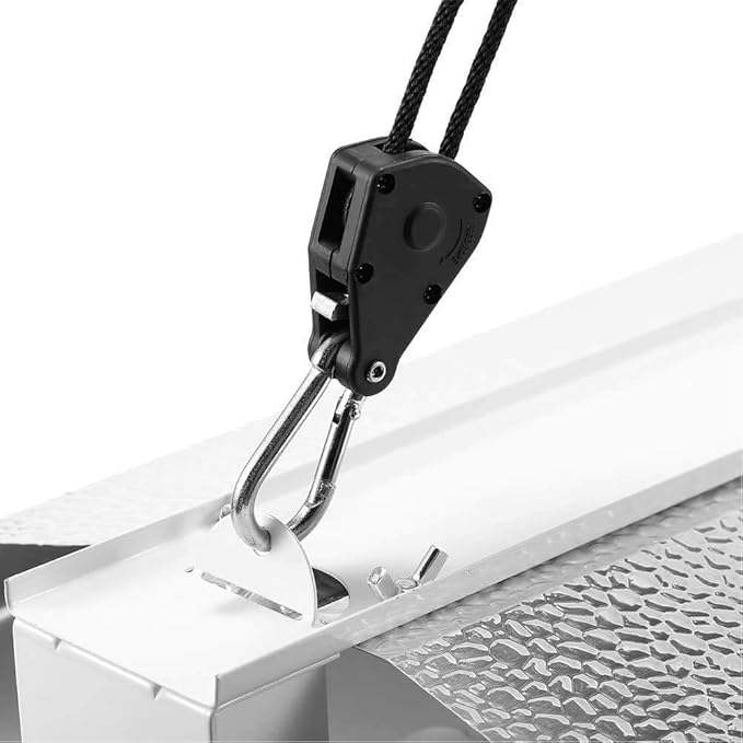4 Pairs 1/8 Inch Adjustable Heavy Duty Ratchet Hanger Grow Light Fixtures Rope Clip Hangers Hanging