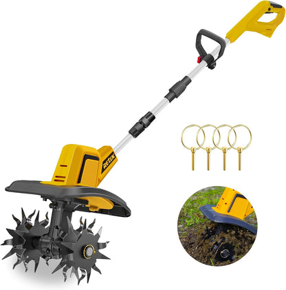 RETEK Adjustable Cordless Tiller, Compatible with Dewalt 20V Battery(Tool Only), 360RPM Electric