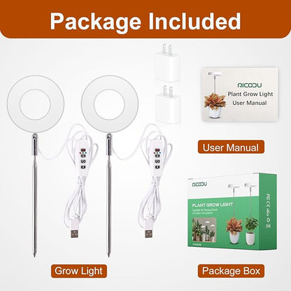 Grow Lights for Indoor Plants Small Potted - Full Spectrum, Auto 3/9/12H Timer, 10-Level Dimming &