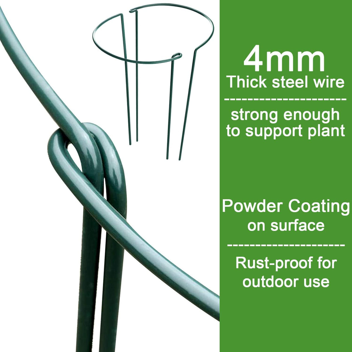 HiGift 16 Pack 24 Inch Plant Support Stakes, 10" Wide x 24" High Half Round Metal Garden Plant