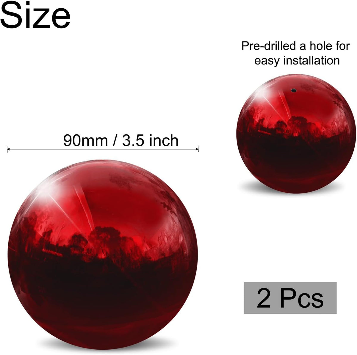 uxcell 2 Pcs Gazing Globe Decor Ball 3.5 Inch 90mm Reflective Garden Sphere Hollow Ball, Seamless