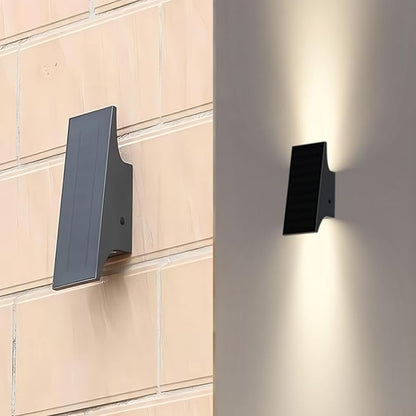 Solar Outdoor Lights, 3000K 700LM Solar Wall Lights Outdoor Up and Down, Dimmable Solar Sconce