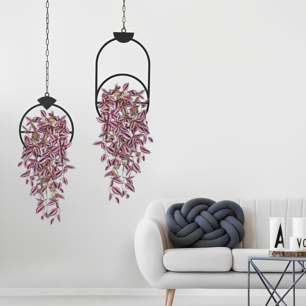 DILATATA Fake Hanging Plants Artificial Hanging Plants 22" Faux Wandering Jew Hanging Leaves Plant