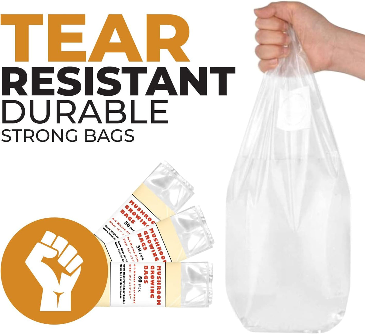 40 Pack, Mushroom Grow and Spawn Bags - Extra Thick Polypropylene Material, Tear Resistant - Size