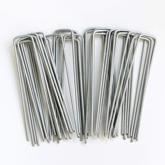 Petgrow 6 Inch Garden Stakes Galvanized Landscape Staples,U-Type Turf Staples for Artificial Grass