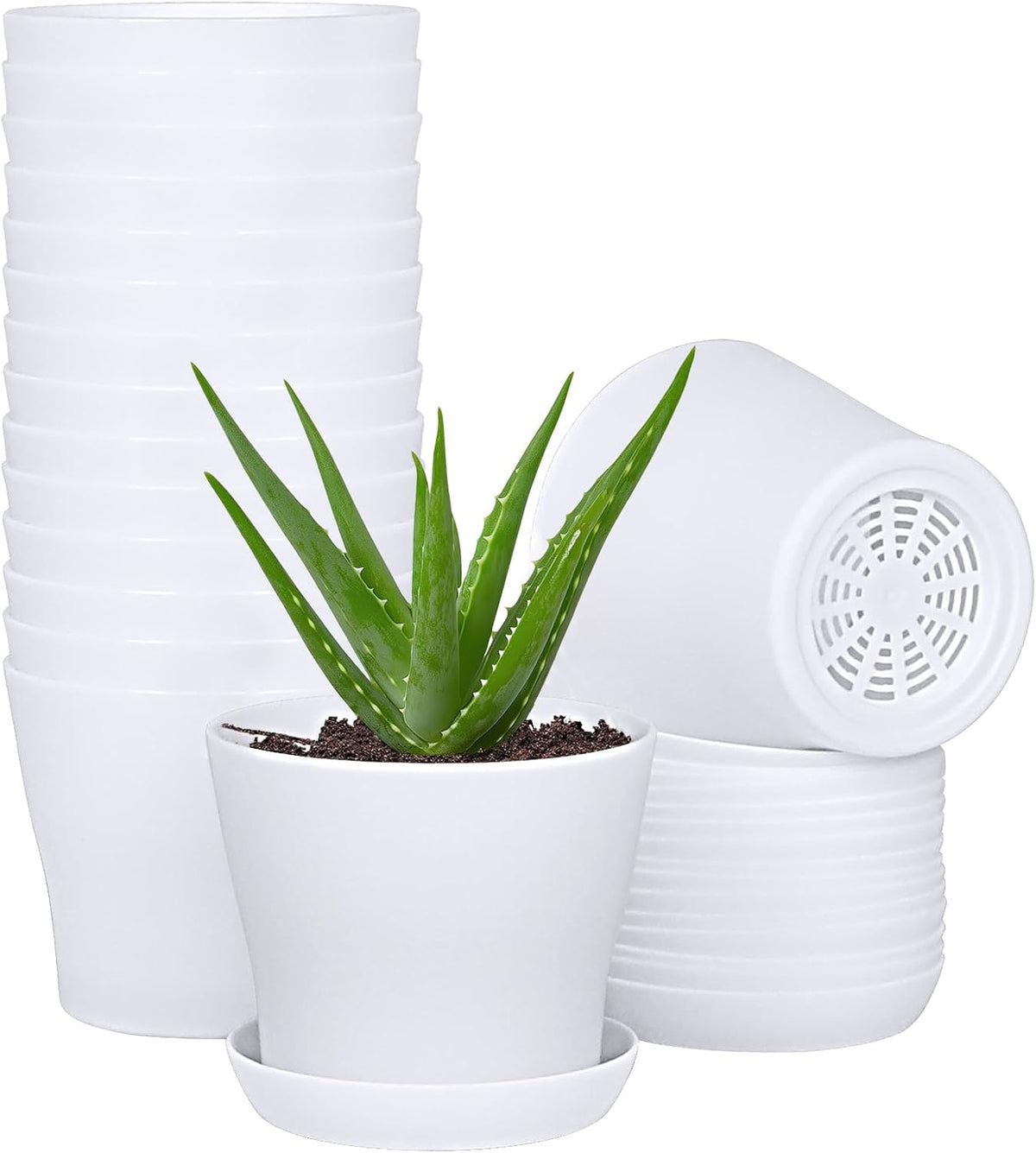 JERIA 16-Pack 4" Plastic Flower Plant Pots Thickened Seedlings Nursery Pots, Flower Plant Container
