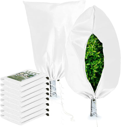 Homimp Plant Covers Freeze Protection, 8 Pack Frost Covers with Zipper Drawstring (31.5" x 47.3")