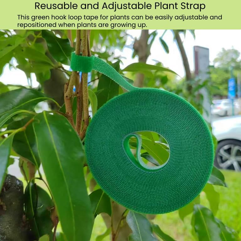 Reusable Plant Ties for Climbing Plants Hook and Loop Green Nylon Plant Straps Tape Double Sided