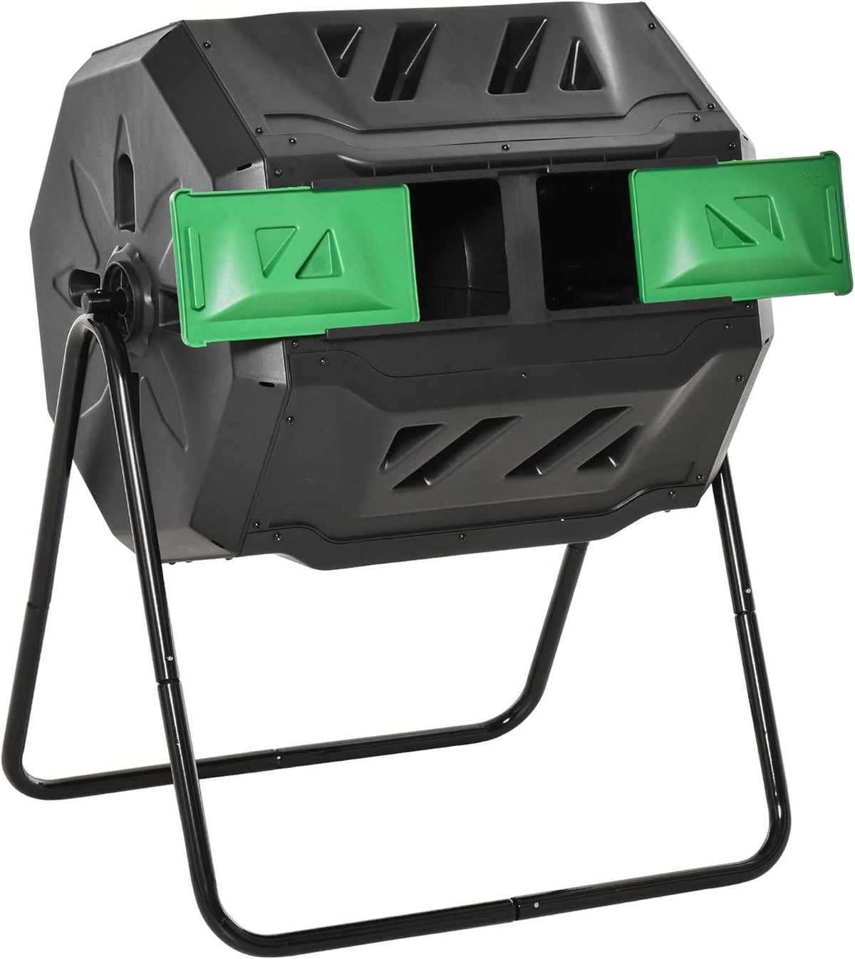 Compost Bin Outdoor, 43 Gallon Dual Chamber Tumbling Composting with Sliding Doors, Large Compost