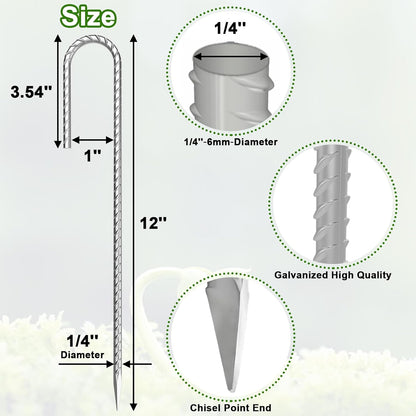 VVOKGO Rebar-Stakes-12-Inch J Hook Galvanized Tent Stakes Heavy Duty, 50-Pack Ground Chain Link