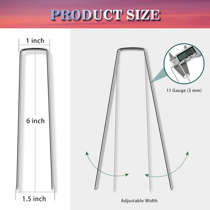 Gtongoko 500 Pack Galvanized Landscape Staples Garden Stakes Plant Cover Stakes 6 Inch 11 Gauge SOD