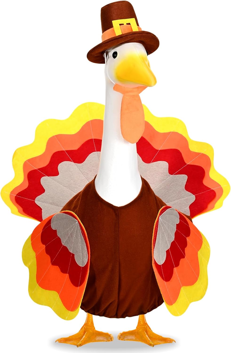Thanksgiving Turkey Porch Goose Outfits Fall Lawn Goose Clothes, Fits 23" Cement Plastic Goose