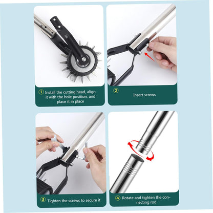Edger Lawn Tool 67.3 Inch Manual Grass Edger with 4 Sections Stainless Steel Handle and Wheel