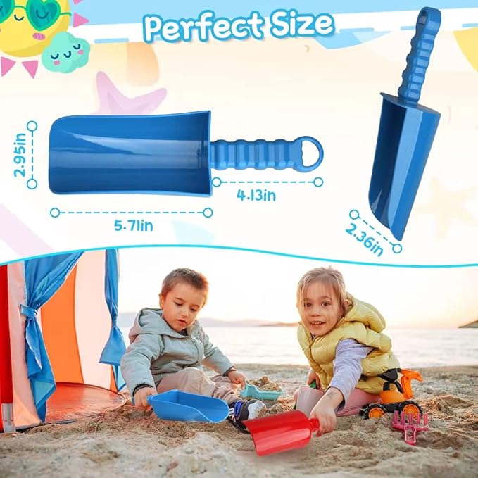 3 PCS Thick 9" Beach Shovel Spade Scoop Trowel Sand Toys for Kid Toddler Adult, Plastic Heavy Duty