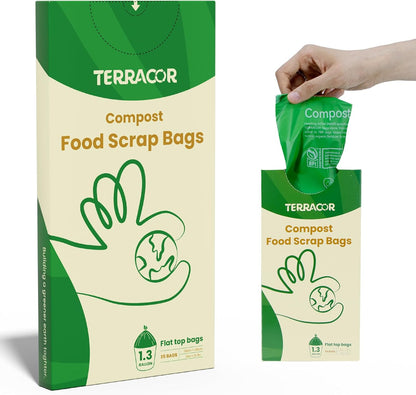 1.3 to 1.6 Gallon Compostable Trash Bags, 35 Count Green Compost Bags for Countertop Bin, Food