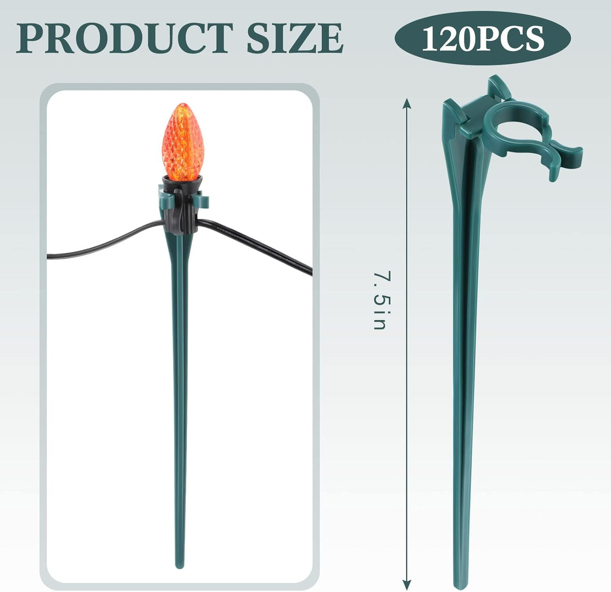 Jetec 120 Pieces Christmas Light Stakes Universal Yard Lawn Holiday 7.5 Inches Light Ground Stakes