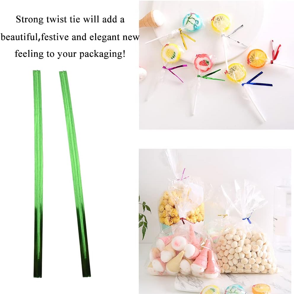 HAHIYO 300Pcs 4 inches Green Metal Twist Ties Bread Candy Coffee Bag Ties Plant Garden Twist Ties