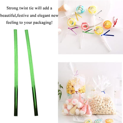 HAHIYO 300Pcs 4 inches Green Metal Twist Ties Bread Candy Coffee Bag Ties Plant Garden Twist Ties