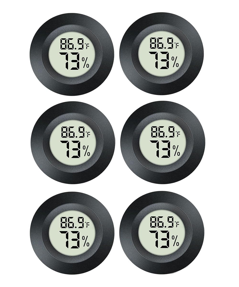 6 Pack Hygrometer Thermometer Digital Humidity Meter Indoor/Outdoor Humidity Monitor Reptile