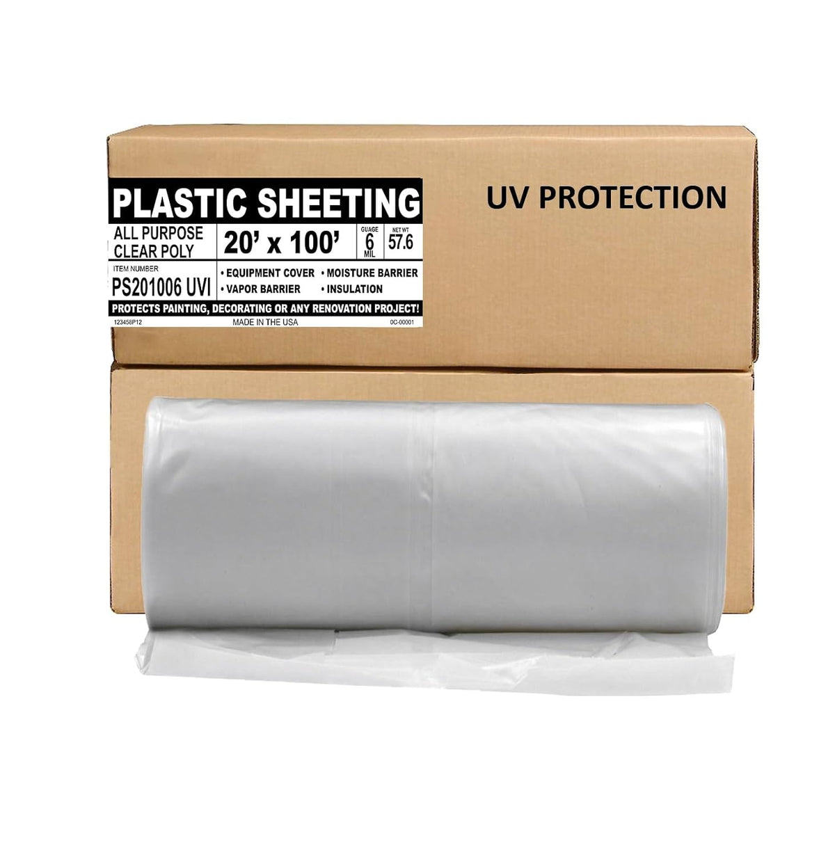 Aluf Plastics Sheeting UV Protection - 20' x 100', 6 MIL Heavy Duty Gauge - Clear Vapor and