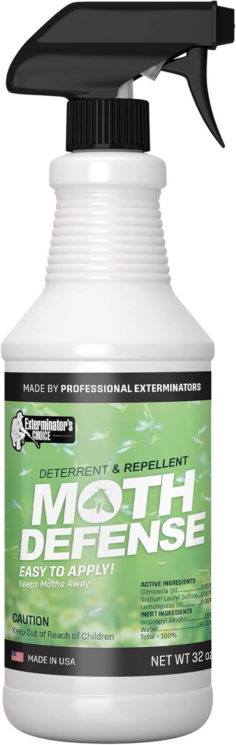 Exterminators Choice Moth Defense Spray - 32 fl oz - Natural Lemongrass & Citronella - Moth Spray