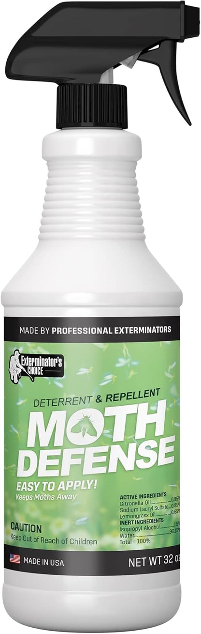 Exterminators Choice Moth Defense Spray - 32 fl oz - Natural Lemongrass & Citronella - Moth Spray