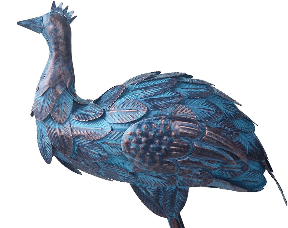 Ostrich Statue Metal Retro Style Ostrich Sculpture Garden Decoration Metal Yard Art for Patio Lawn