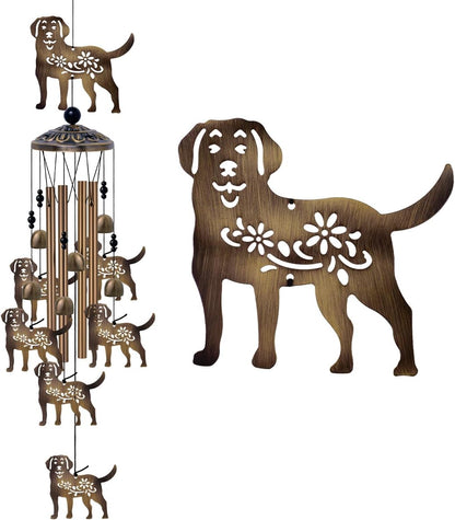 Outdoor Dogs Wind Chimes - Bronze Memorial Wind Bells, Mobile Sympathy Wind Catcher, Romantic Puppy